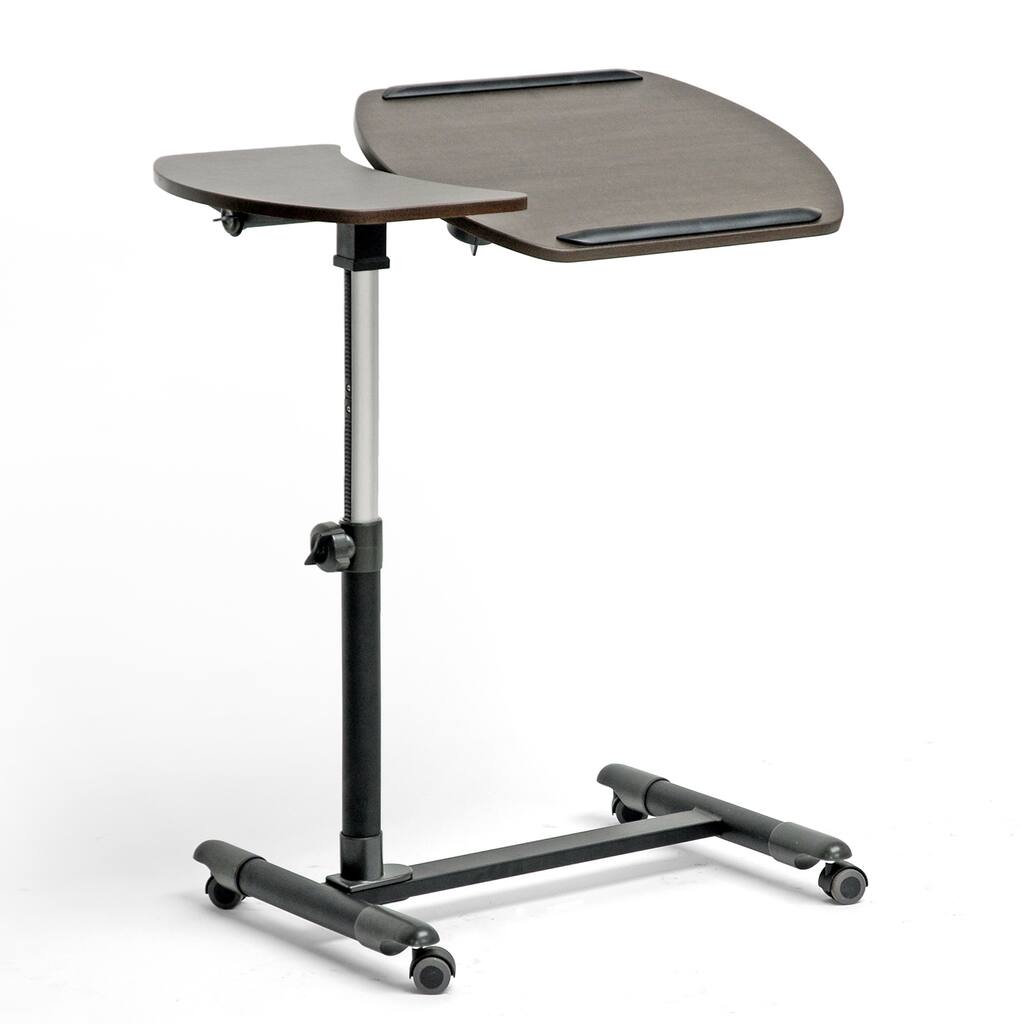 Modern Brown Wheeled Laptop Tray Table with Tilt Control
