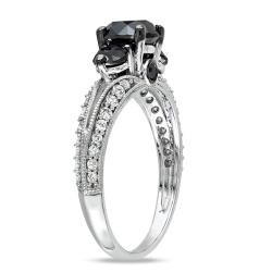 Miadora 10k White Gold 2ct TDW Black and White Diamond Ring (H-I, I2-I3 ...