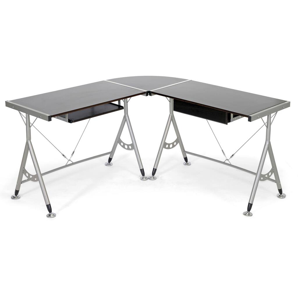 Elburn Dark Brown L-Shaped Modern Computer Desk