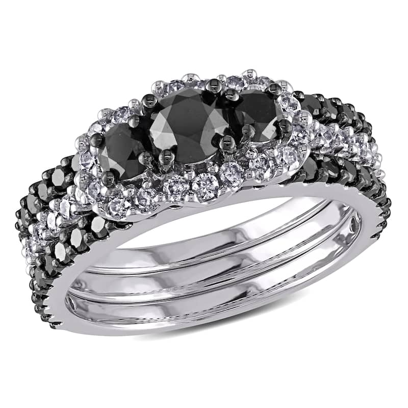 Miadora Signature Collection 2 CT Black and White Diamond TW Fashion Ring 10k White Gold GH I2;I3 Black Rhodium Plated