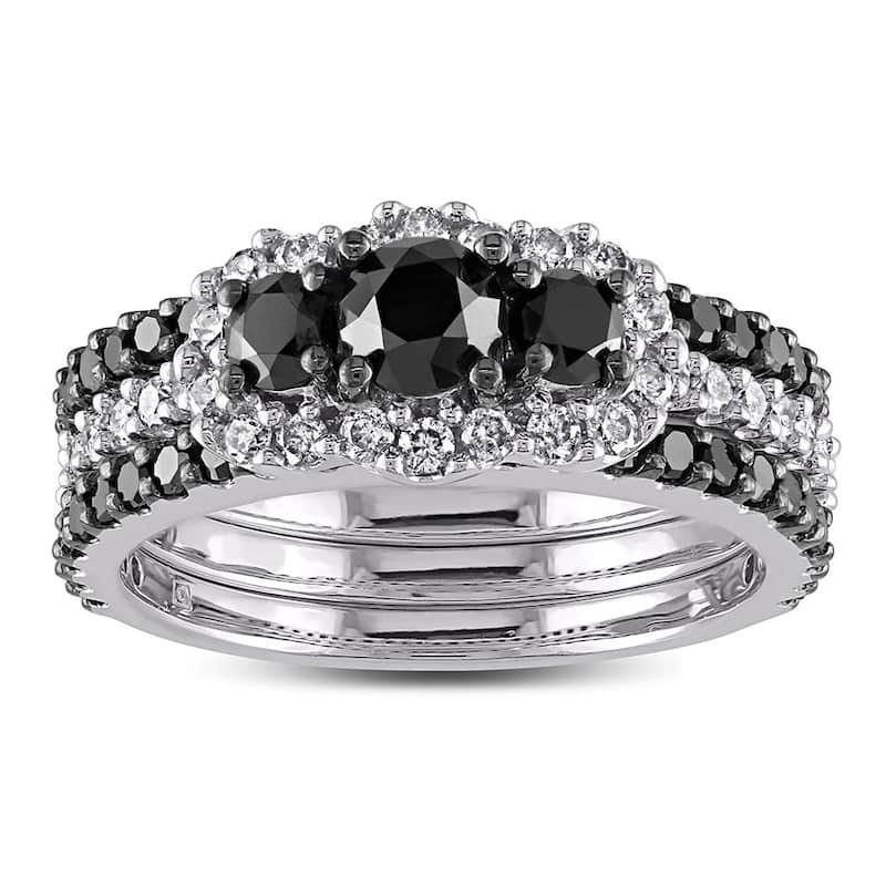 Miadora Signature Collection 2 CT Black and White Diamond TW Fashion Ring 10k White Gold GH I2;I3 Black Rhodium Plated