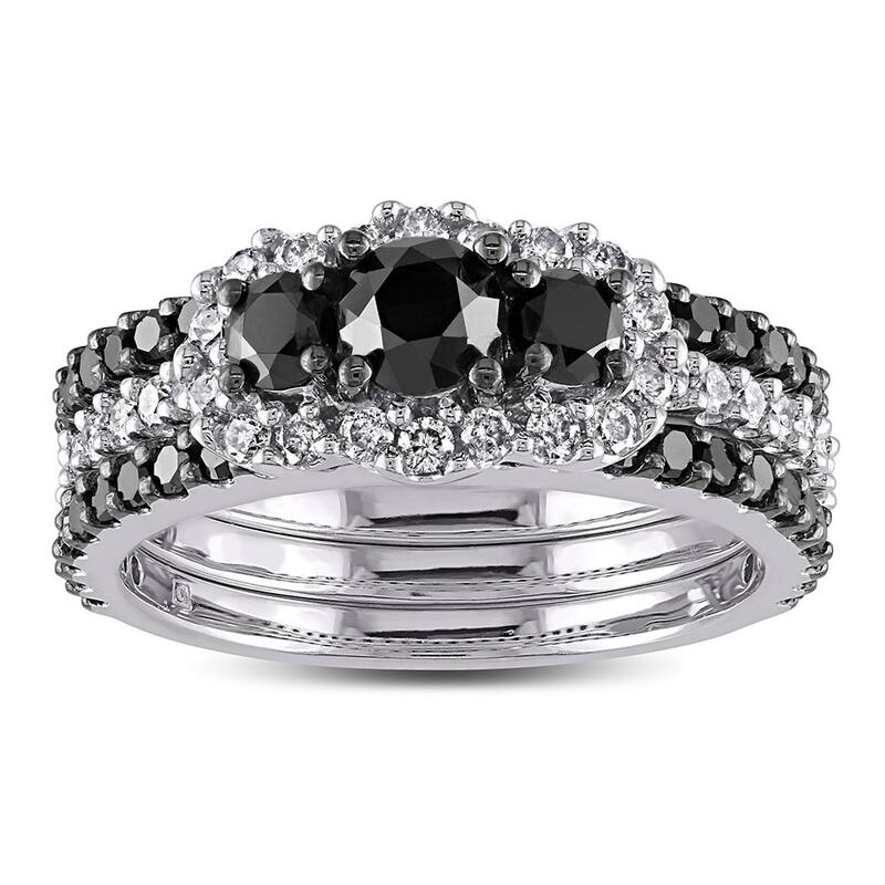 Miadora Signature Collection 2 CT Black and White Diamond TW Fashion Ring 10k White Gold GH I2;I3 Black Rhodium Plated - 6
