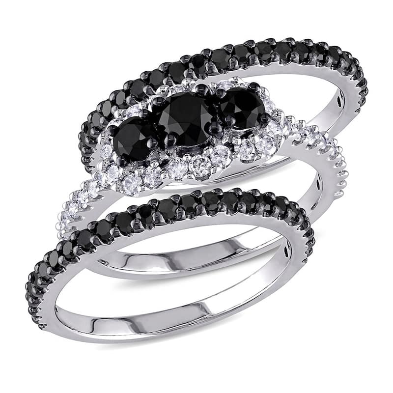 Miadora Signature Collection 2 CT Black and White Diamond TW Fashion Ring 10k White Gold GH I2;I3 Black Rhodium Plated