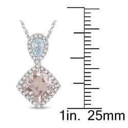 Miadora 10k White Gold 1 7/8ct TGW Multi Gemstone and 1/6ct TDW Pendant (H I,I2) Miadora Gemstone Necklaces