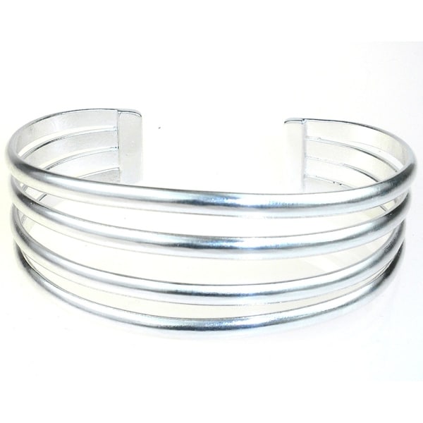 Handmade Women's Mexican Four-bar Silver Overlay Cuff Bracelet (Mexico)
