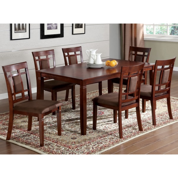 Furniture of America Mulani Modern Cherry Solid Wood 7-piece Dining Set