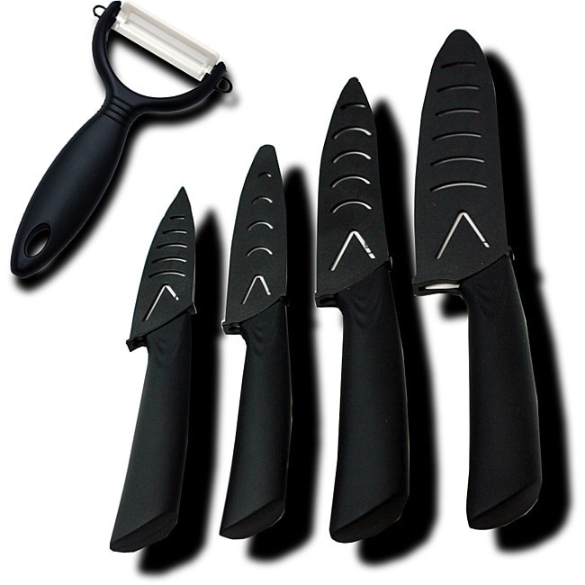 Dr. Tech 5 piece Ceramic Knife Set With Sheath And Peeler