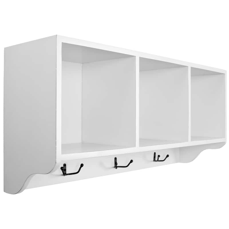 SAFAVIEH Bolton White 3-hook 3-shelf Wall Shelf - 33.5" x 9.1" x 15"