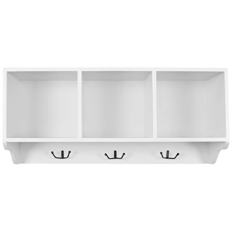 SAFAVIEH Bolton White 3-hook 3-shelf Wall Shelf - 33.5" x 9.1" x 15"