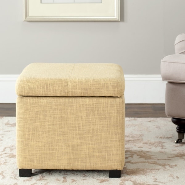 Safavieh Broadway Light Gold Viscose Storage Ottoman
