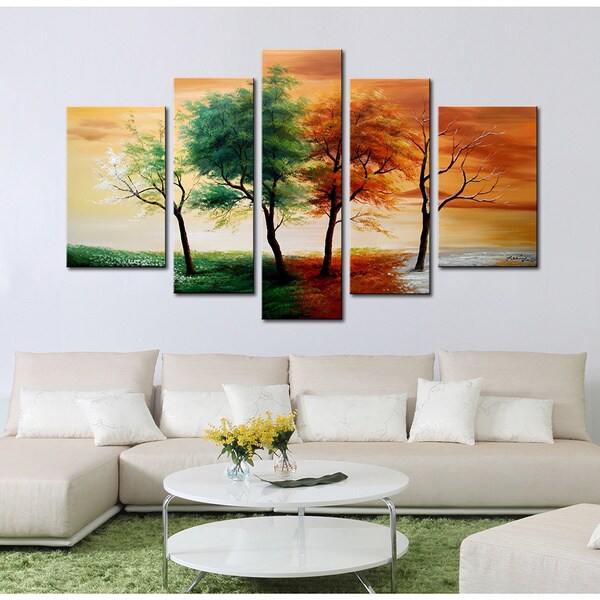 Shops Set of 4 Handpainted Canvas Pictures