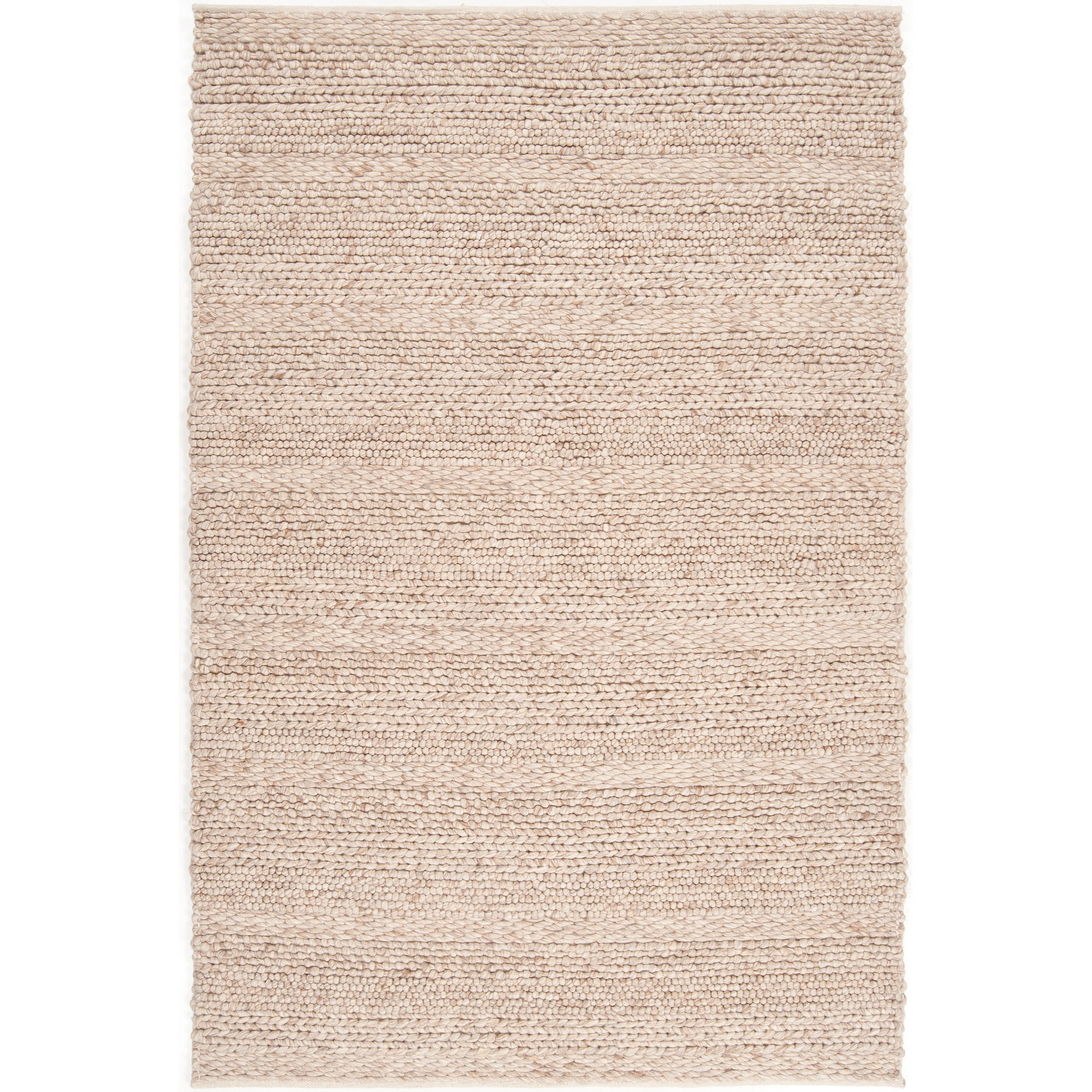 Hand woven Casual Solid Beige Anvik Wool Rug (8 X 10)