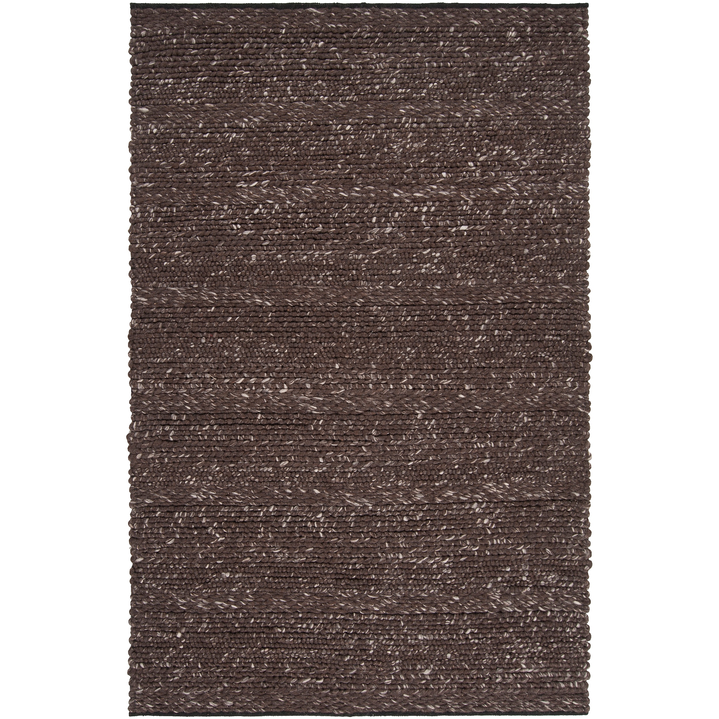 Hand woven Casual Solid Brown Angoon Wool Rug (5 X 8)