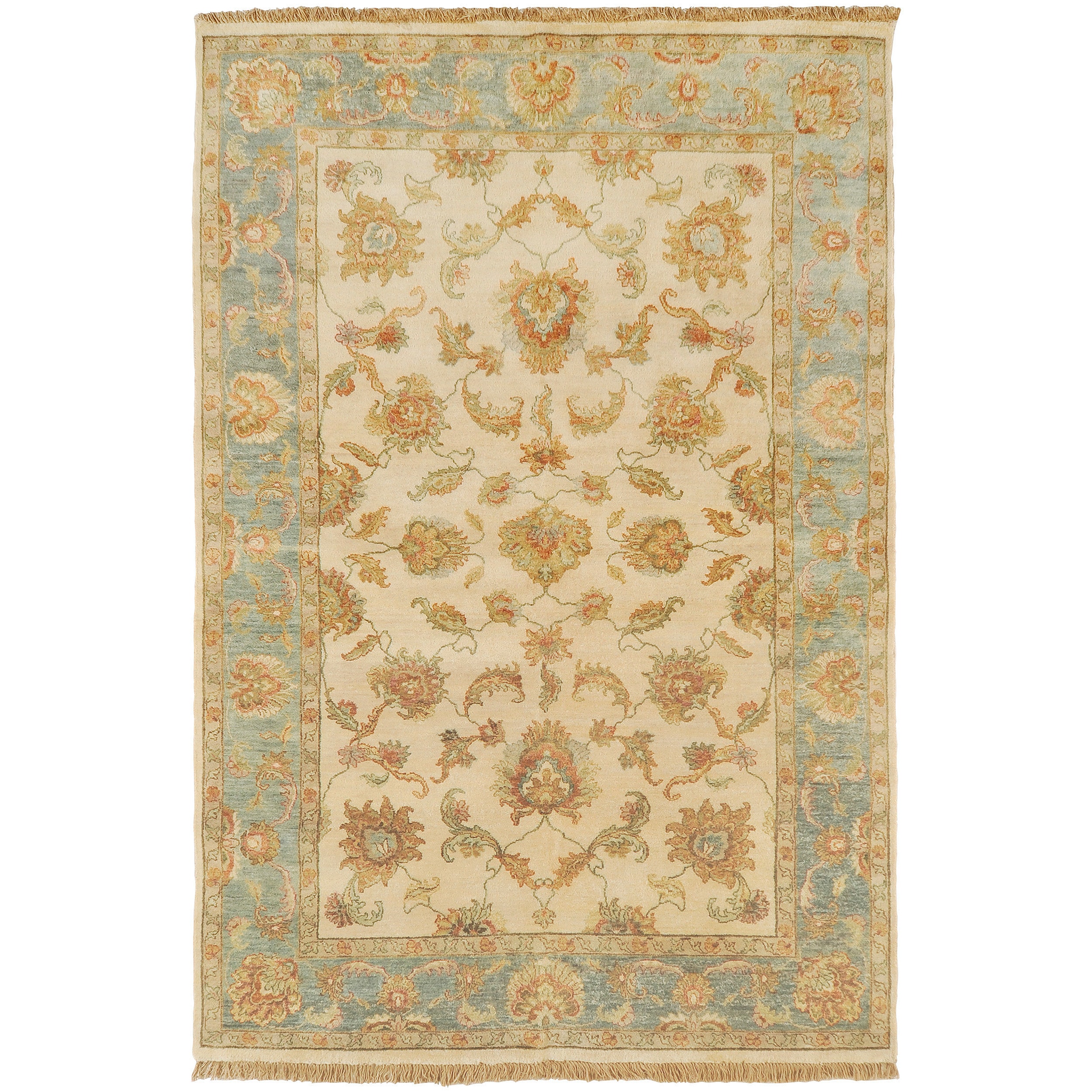 Hand knotted Green Denali New Zealand Hard Twist Wool Rug (8 X 11)