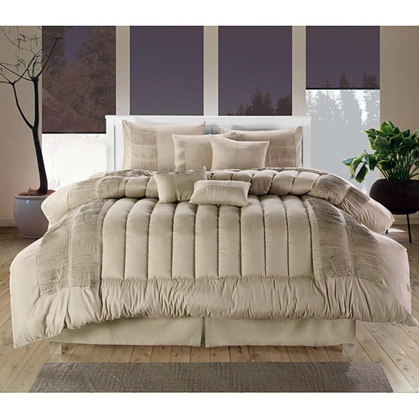 Shop Beige 8 Piece Oversized Comforter Set Free Shipping Today