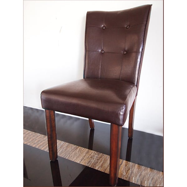 Brown Faux Leather Dining Chairs (Set of 2) - Overstock - 6608389