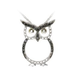 DB Designs Sterling Silver Black Diamond Accent Owl Necklace DB Designs Diamond Necklaces