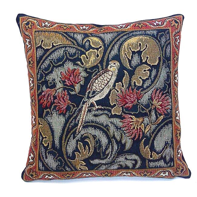Corona Decor French Woven 'Bird and Flower' Pillow