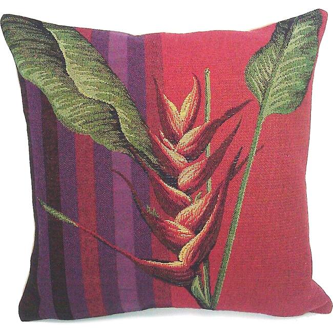 Corona Decor French Woven Bird of Paradise Decorative Pillow