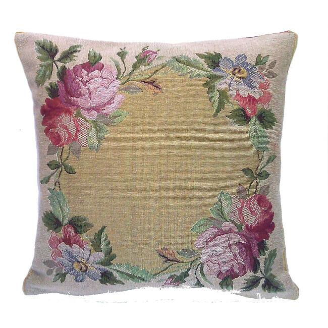 Corona Decor French Woven Flower Theme Decorative Pillow with Zipper Closure