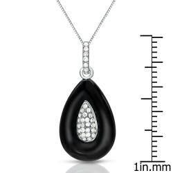 14k Gold Modern Black Onyx and 1/6ct TDW Pave Diamond Necklace by Auriya