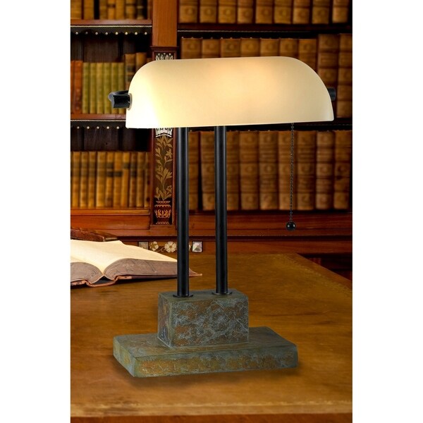 Parker Natural Slate 15-inch Banker Lamp
