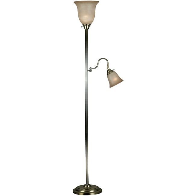 Windham 72 inch 2 light Vintage Brass Finish Torchiere