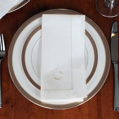 Monogrammed Cream Linen Hemstitch Napkins (Set of 6)