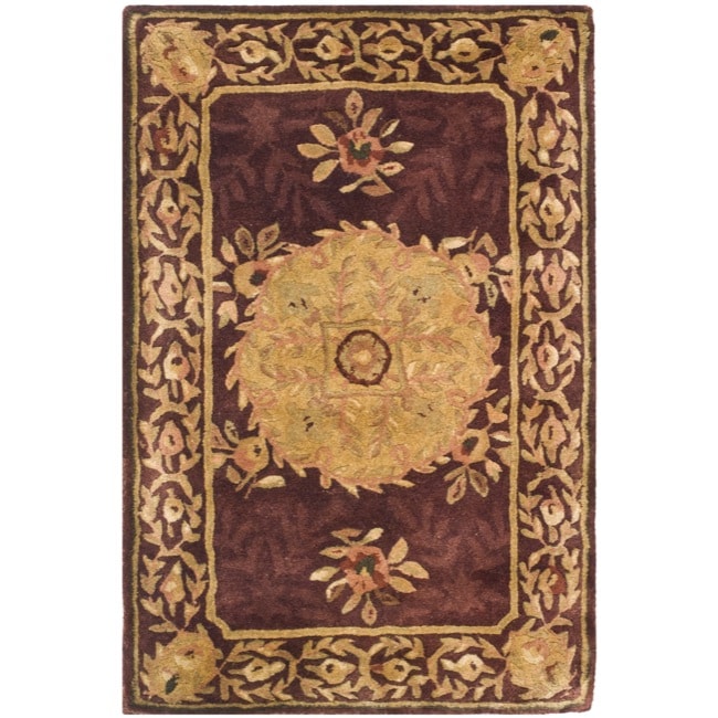 Handmade French Aubusson Roinville Red Premium Wool Rug (2 X 3)