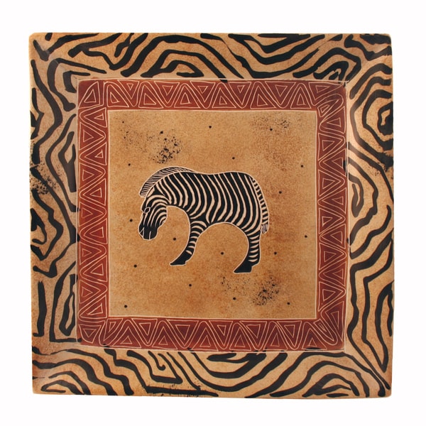 Grazing Zebra Square Soapstone Dish (Kenya) Accent Pieces