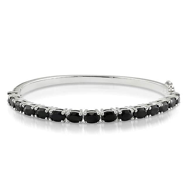 Miadora Sterling Silver 9 1/3ct TGW Black Sapphire Bangle Bracelet