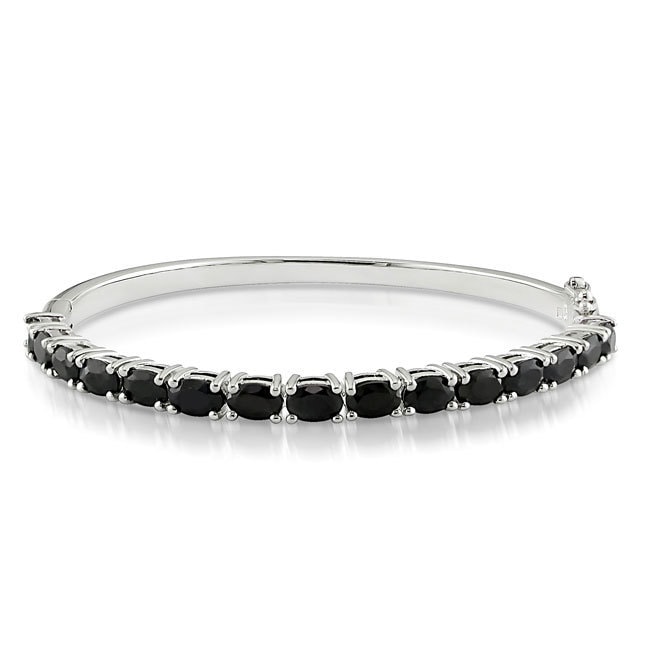 Miadora Sterling Silver 9 1/3ct TGW Black Sapphire Bangle Bracelet