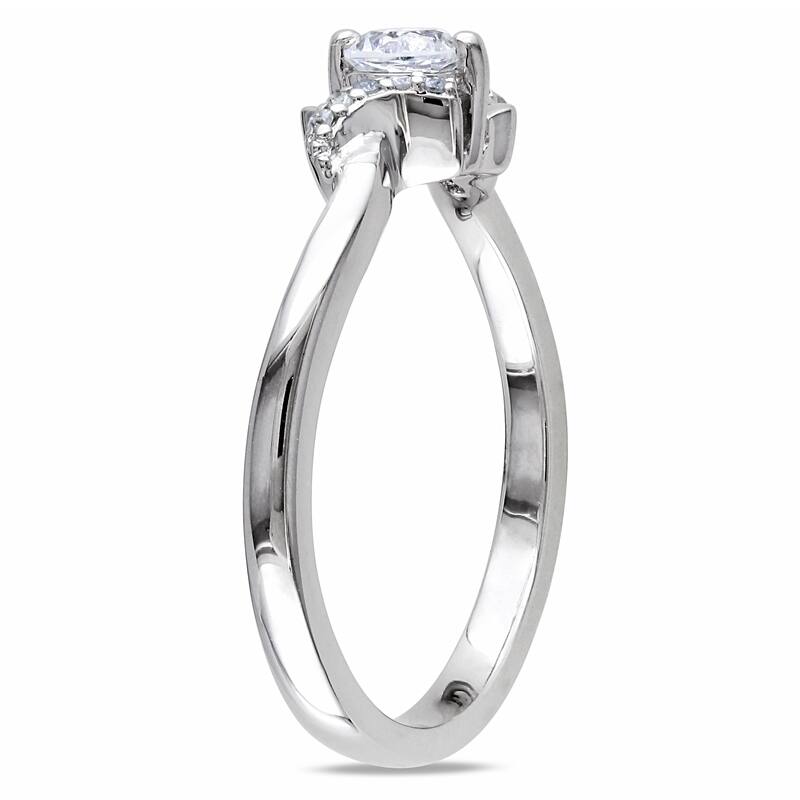 Miadora Sterling Silver 1/3ct TGW Created White Sapphire and Diamond Accent Ring