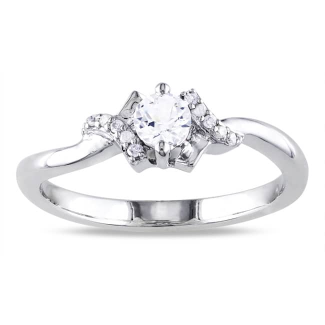 Miadora Sterling Silver 1/3ct TGW Created White Sapphire and Diamond Accent Ring
