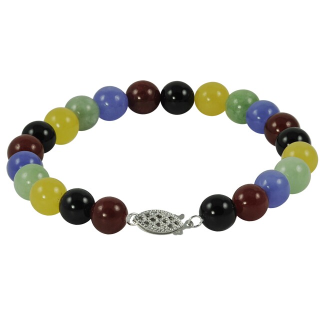 Gems For You Sterling Silver Multi Colored Jade Bracelet Free Gems For You Sterling Silver Multi Colored Jade Bracelet