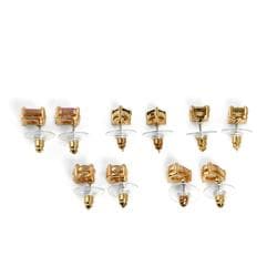 11.42 TCW Cubic Zirconia Five-Pair Multicolor Set of Stud Earrings in  Yellow Gold Tone Col