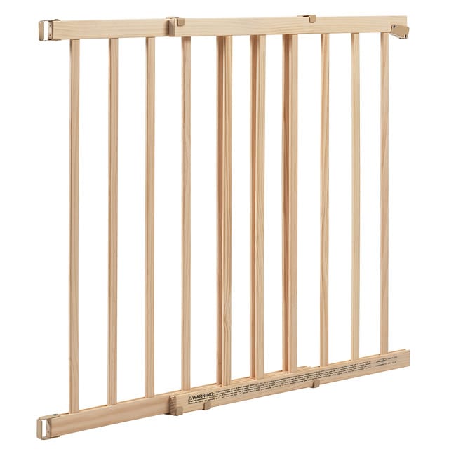 Evenflo Top of stair Extra Tall Child Gate (NaturalStyle 4 point hardware mountFixed gateUses Top and bottom of stairs, standard doorways, and hallwaysMaterials WoodDimensions 24 inches long x 27 inches wide x 33 inches highModel 1050310 )