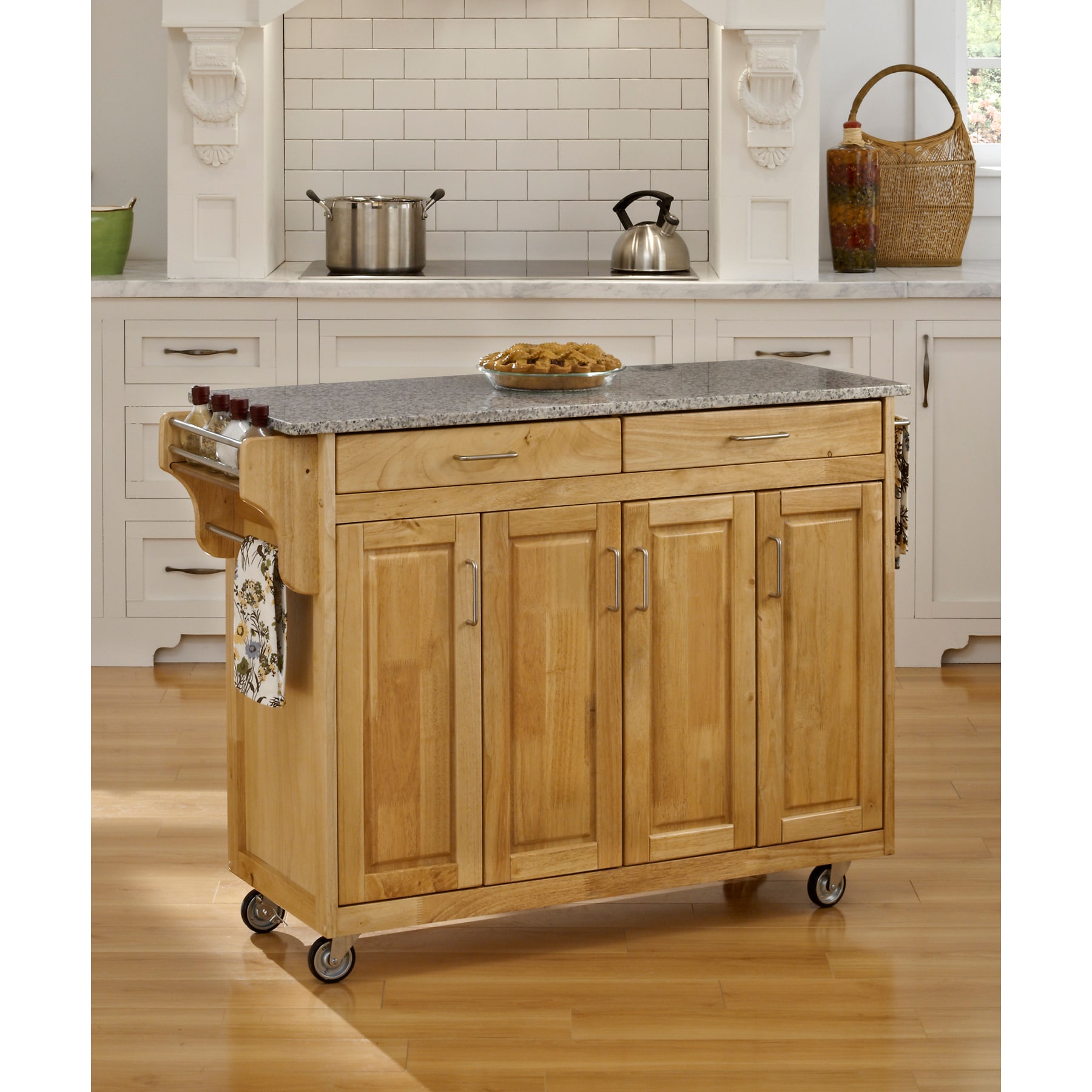 Shop Gracewood Hollow Defoe Natural Granite Top Kitchen Cart Free