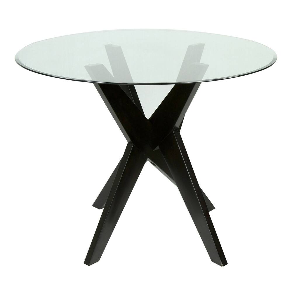 Furniture of America Novae Round Tempered Glass Top Dining Table