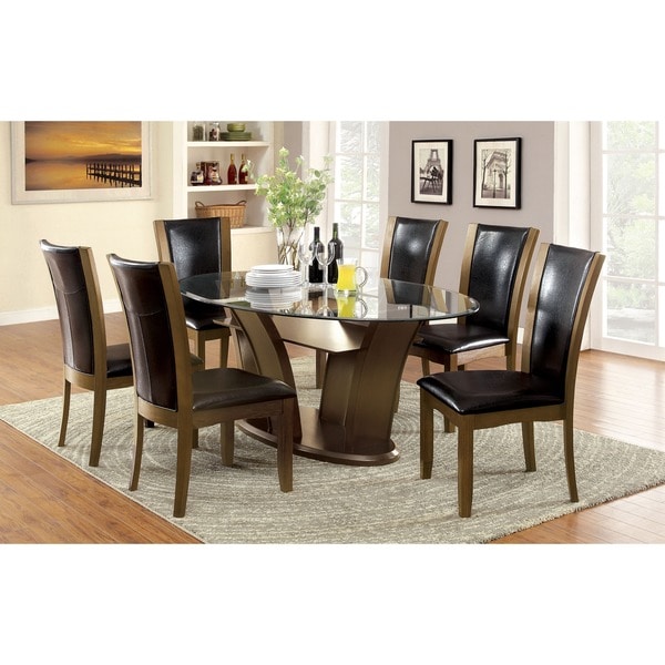 Furniture of America Marion Rectangular Glass Top Dining Table