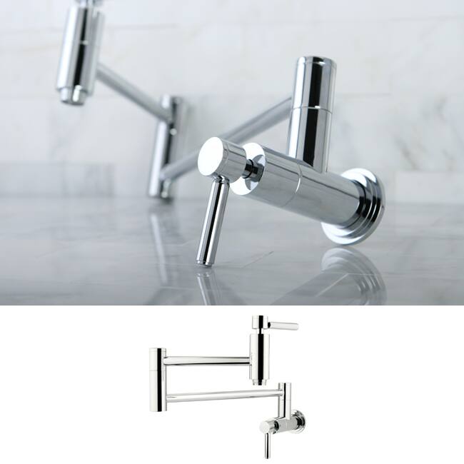 Kingston Brass Contemporary Chrome Wallmount Pot-filler Kitchen Faucet