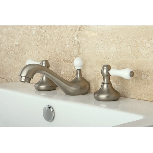 Kingston Brass Satin Nickel Widespread Three-Hole Bathroom Faucet