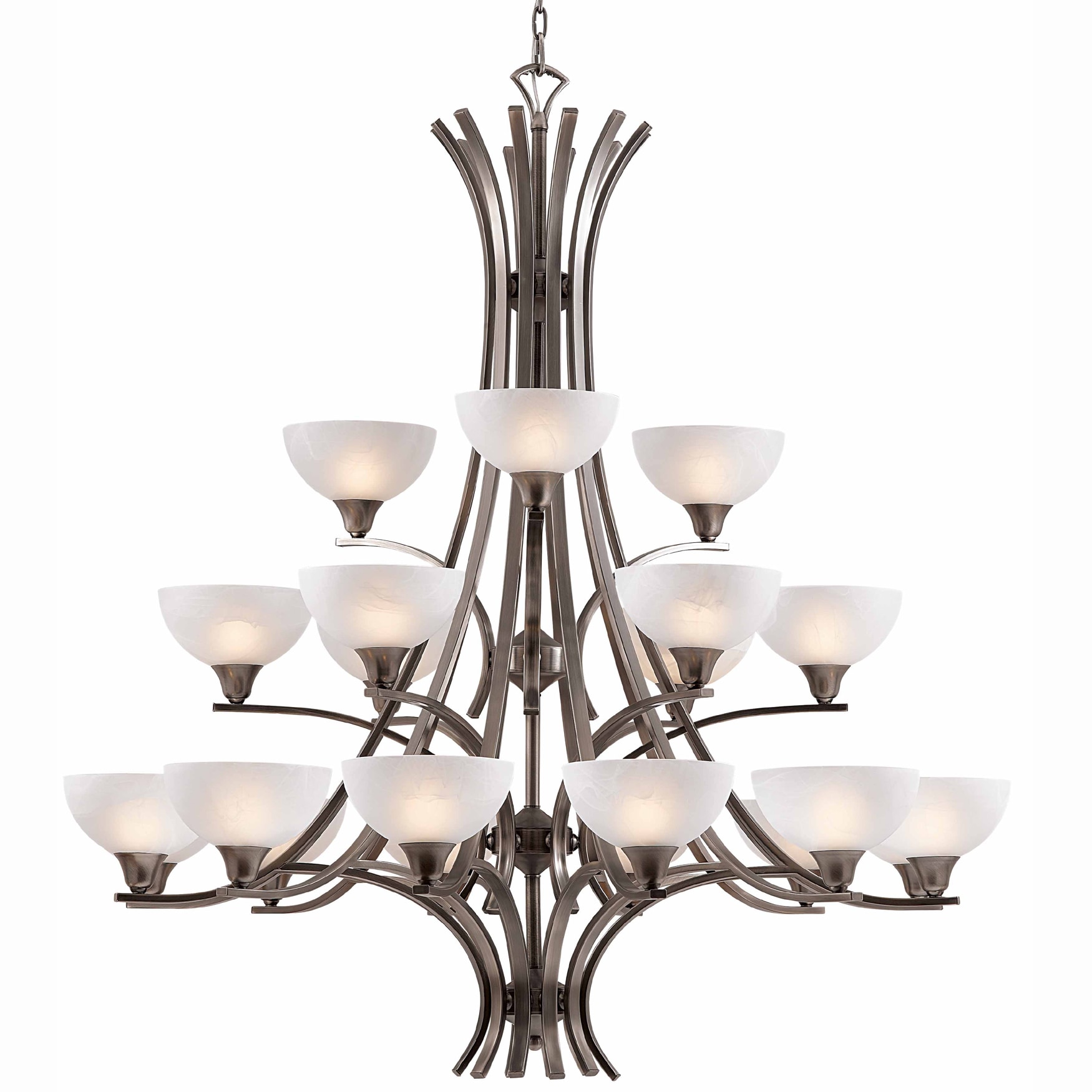 Luxor 21 light Antique Brushed Steel Chandelier