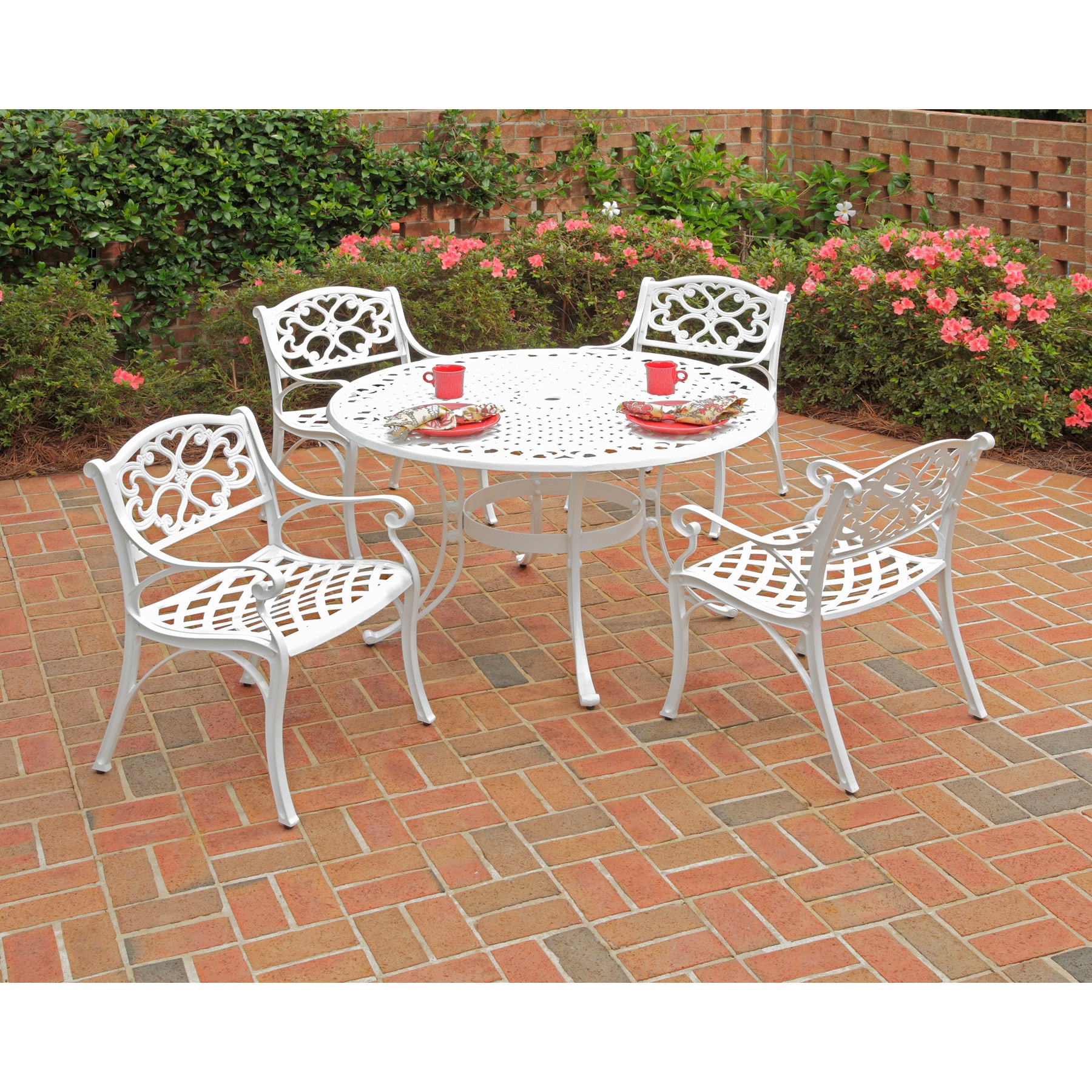 Shop Biscayne 5 Piece 42 Inch White Cast Aluminum Outdoor Dining