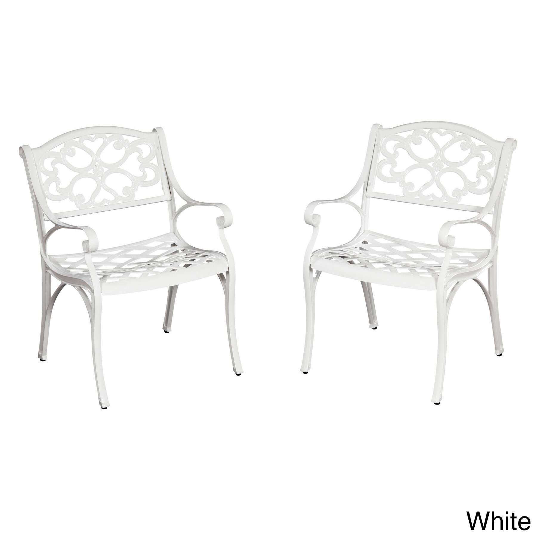 Biscayne Cast Aluminum White Outdoor Arm Chairs Set Of 2 By Home Styles 6614300 Biscayne Cast Aluminum White