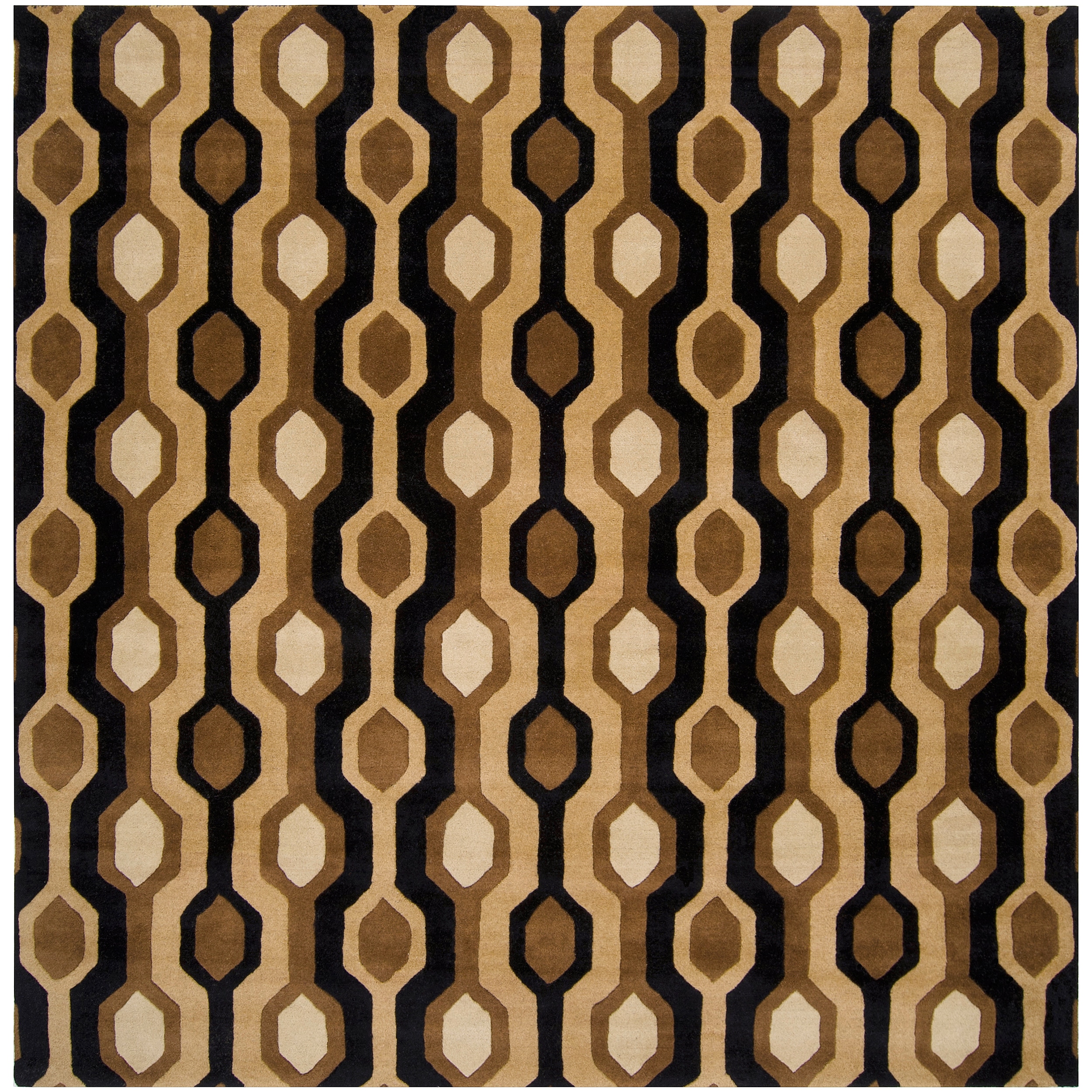 Hand tufted Black Contemporary Boyce Wool Geometric Rug (6 Square)