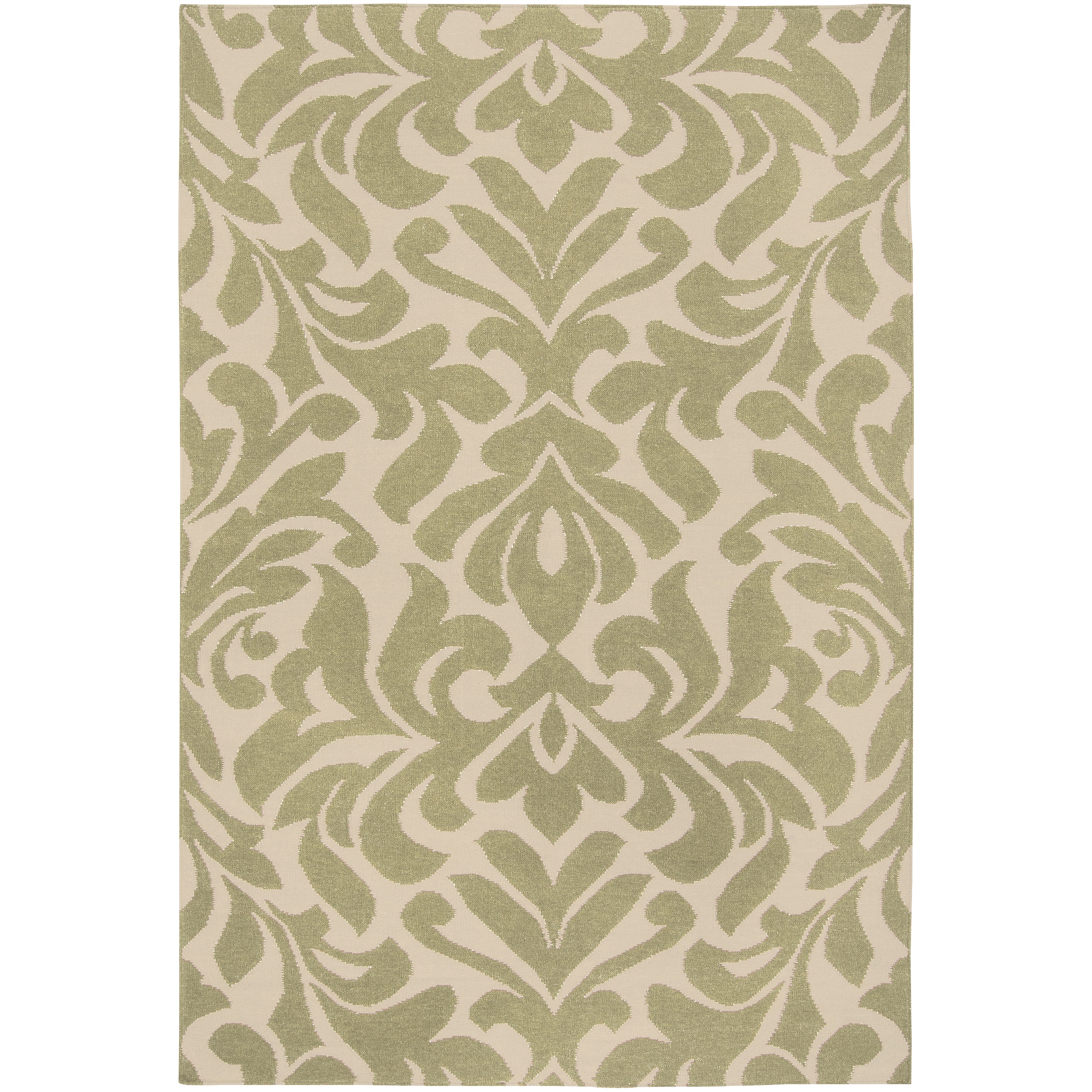 Hand woven Green Market F Wool Rug (36 X 56)