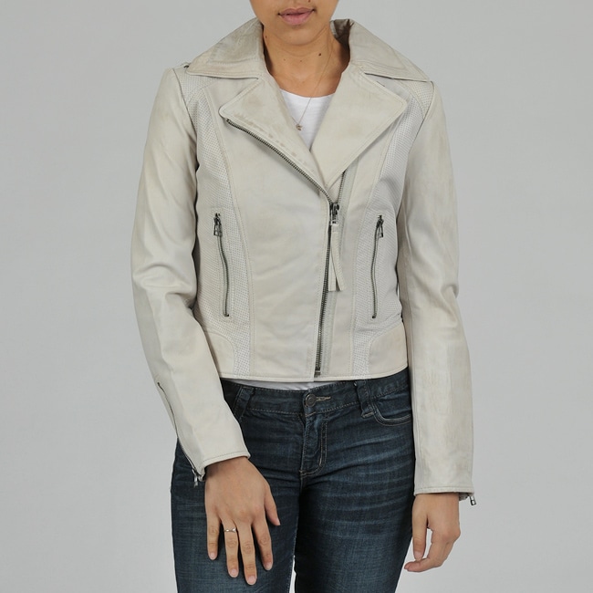 Buffalo Womens Asymmetrical Zip Biker Leather Jacket