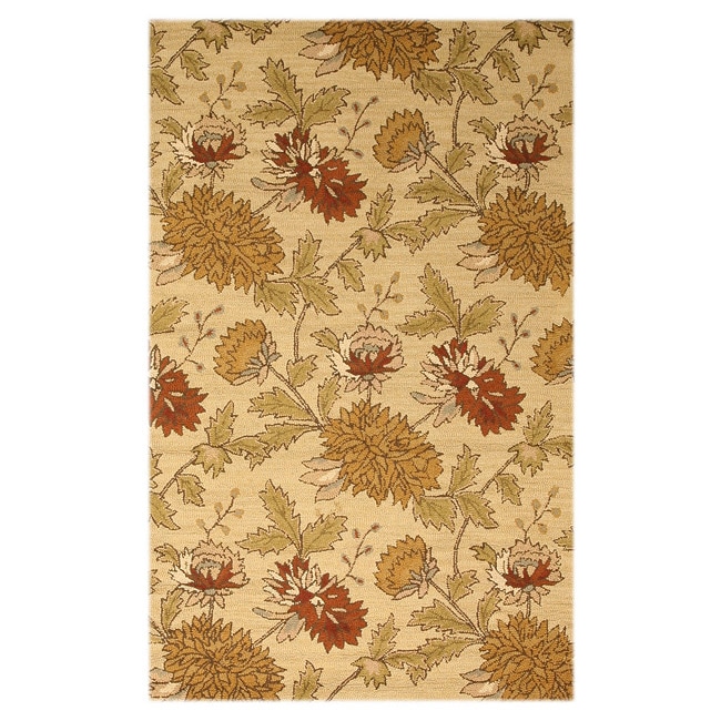 Hand-tufted Wool Beige Transitional floral Electra Rug (5' x 8') - 5' x 8'