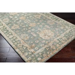 Hand tufted Green Panel D New Zealand Wool Rug (3'3 x 5'3) Surya 3x5   4x6 Rugs